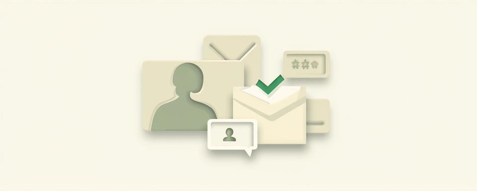 Abstract illustration of customer support and contact with speech bubbles and envelope icon.